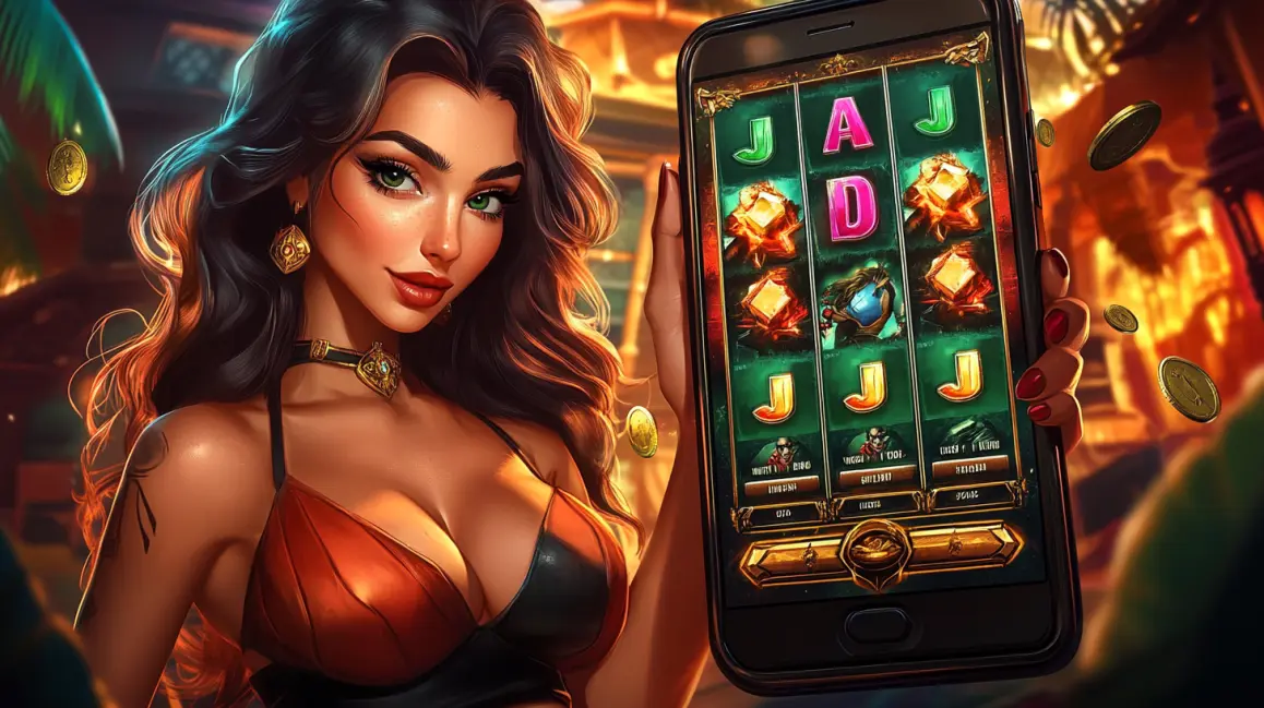 In a packed stadium, a woman holds a phone showing the GDEVO app, your all-access pass to live sports betting and instant, in-play wagers on every game.